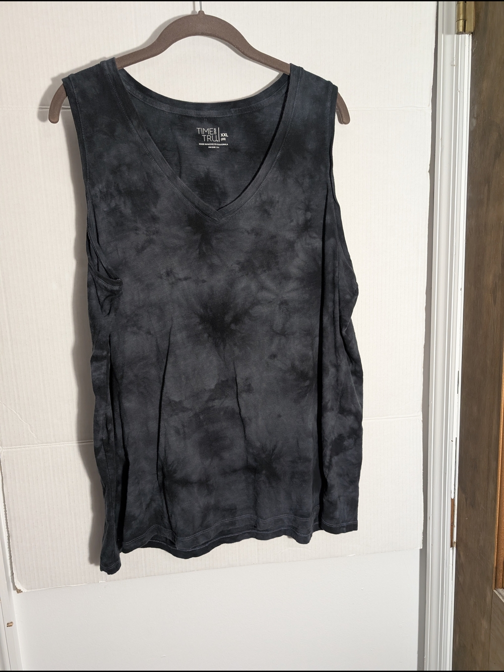 Time and Tru Women's Black Tie-Dye V-Neck Tank Top Size XXL (20)